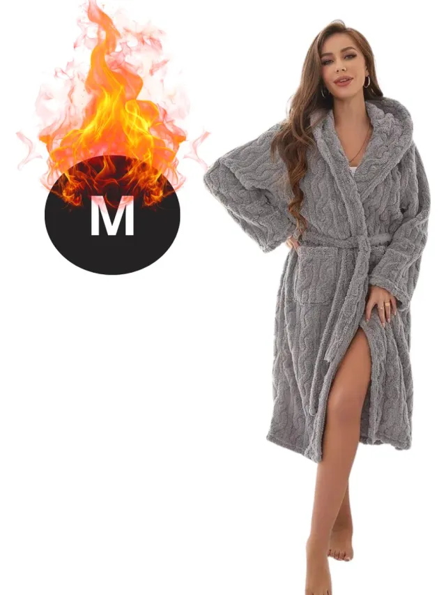 Bovista Badjas Dames - Fleece - Katoen - Badstof - Sauna - Hamam - Wafel - Bathrobe - Duster - Ochtendjas - Kimono - Spa - Grijs