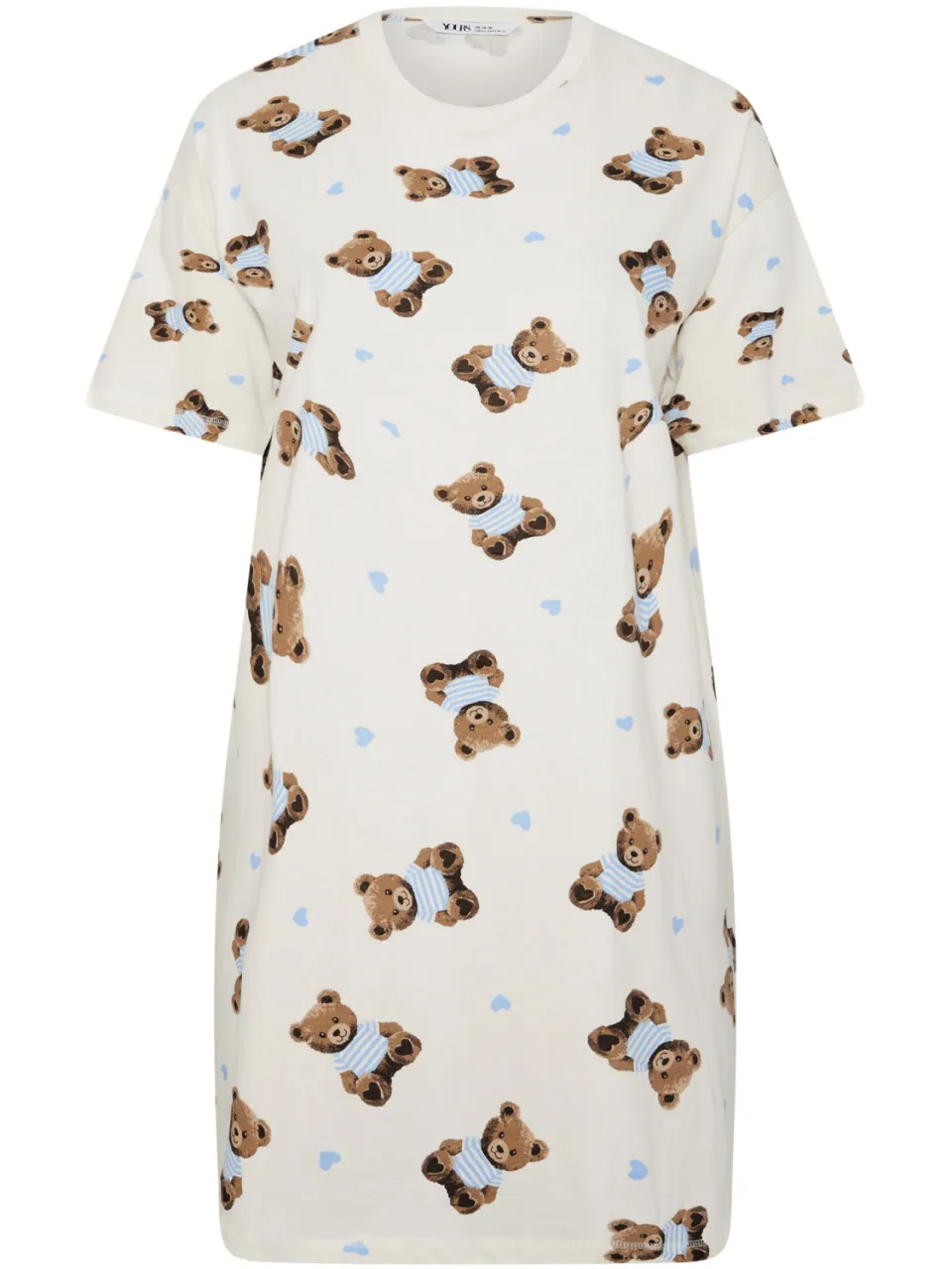 Yours Ivoorwit Teddy Print Slaapshirt Nachthemd-42, foto 4