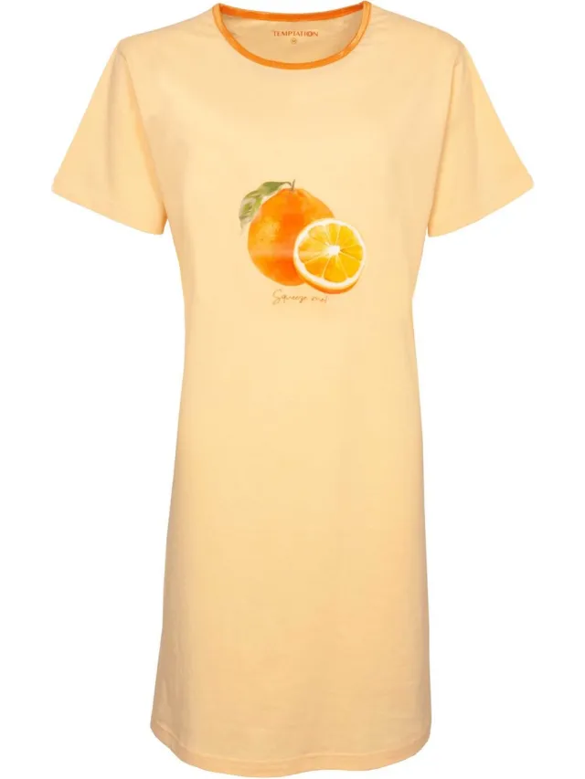 Temptation Dames Nachthemd - Bigshirt - Licht Oranje