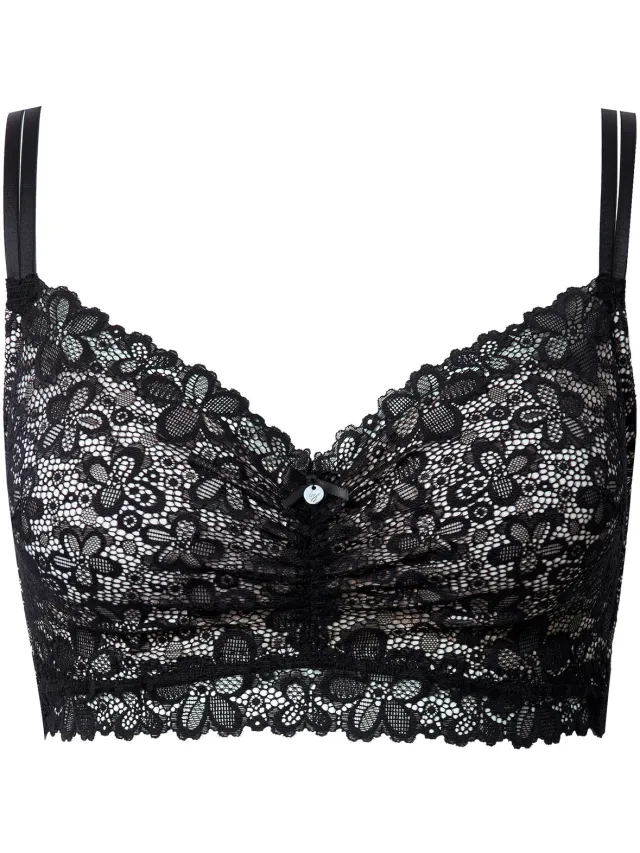 TruYou Dames - TRUYOU bralette kant zachte cups zonder beugel - Zwart