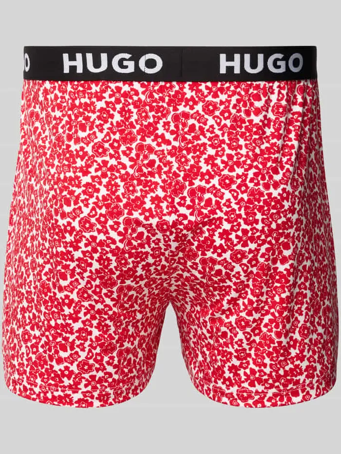 Hugo Regular fit korte pyjamabroek met elastische band met label rood, foto 2