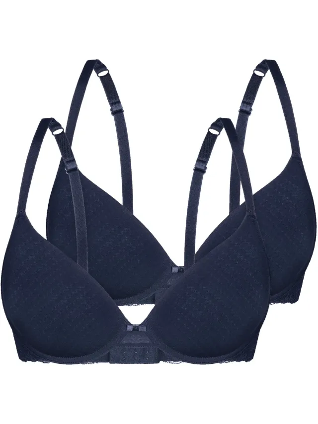 Sassa Voordeelpak van 2 voorgevormde bh's Bamboo Jacquard marine