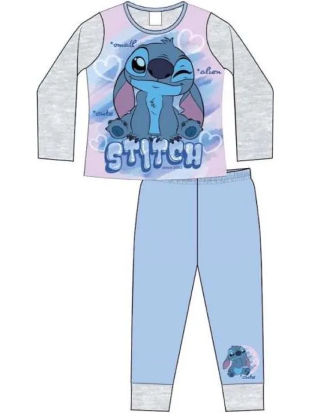 Disney Lilo en Stitch - Kinderpyjama - Pyjama - Blauw met Grijs