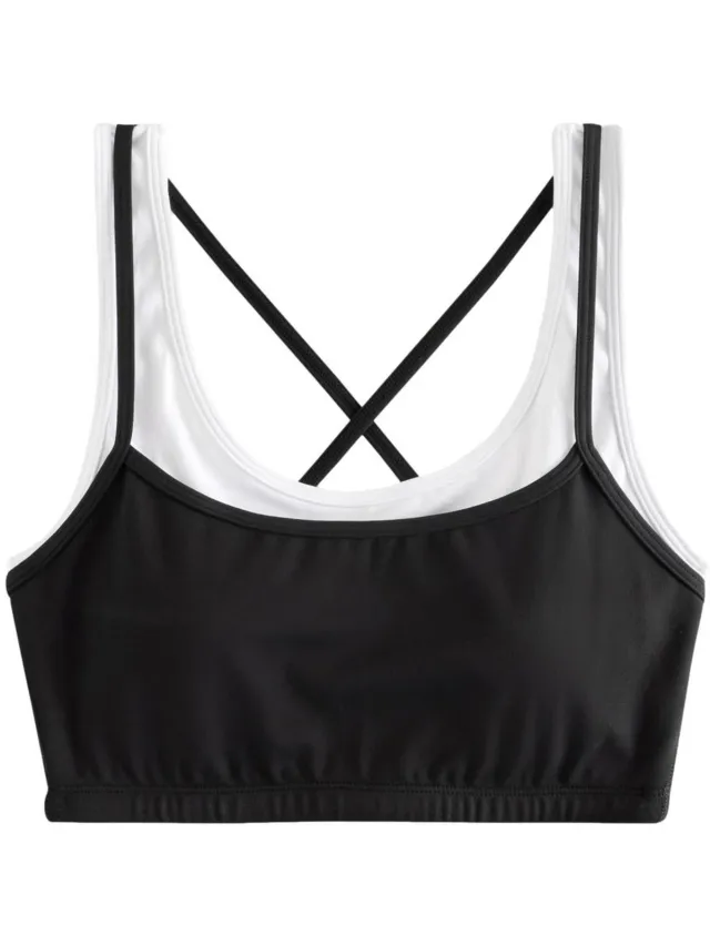 Next Dames - Active Balance sportbeha met gekruiste bandjes en gelaagde look - Zwart Black