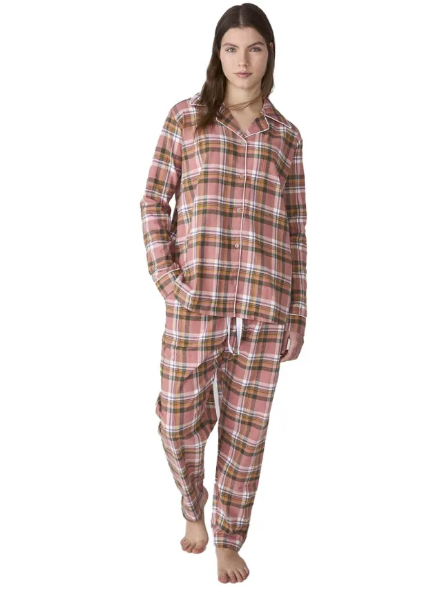 J&J Brothers JJB3 Damen-Schlafanzug mit langen Ärmeln aus Baumwolle Roze