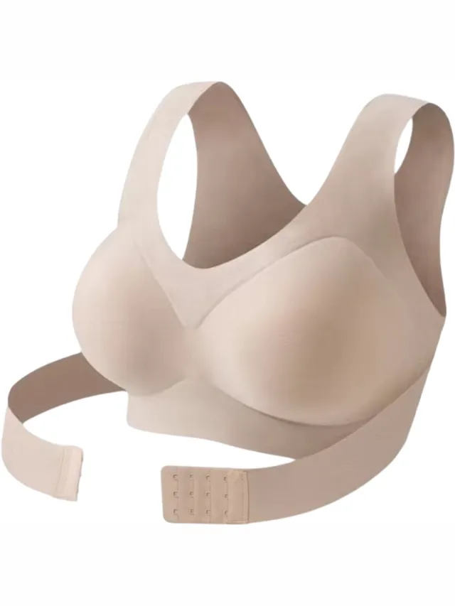 rimmo Draadloze Houding Corrigerende BH voor Dames – Naadloze Push-Up Bralette met Kruisrug Ondersteuning, Postuur Correctie BH met Rugondersteuning voor Dagelijks Gebruik - Beige