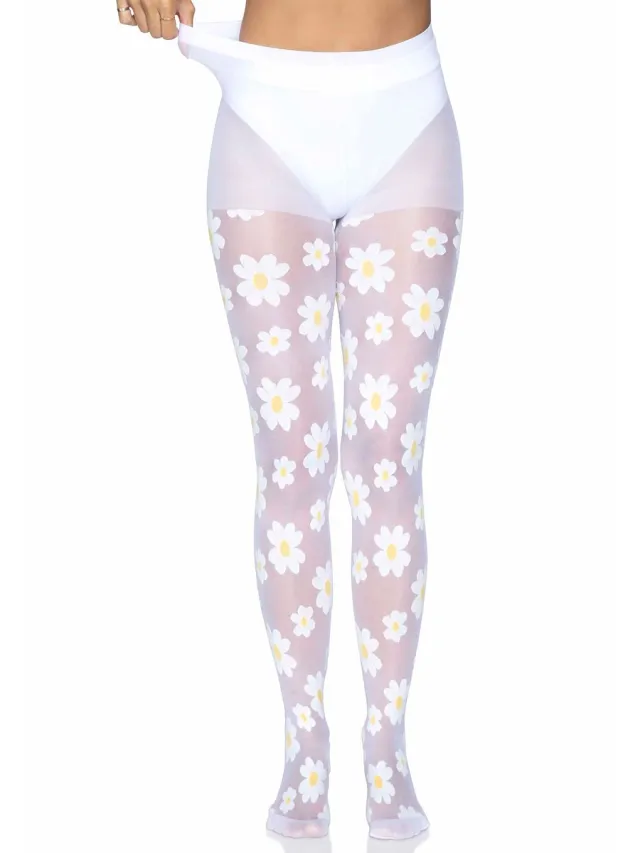 Leg Avenue Daisy nylon sheer tights ["Wit"]