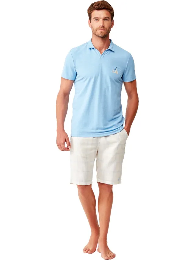 Nautica Heren Pyjama Set, Korte Mouwen Blauw