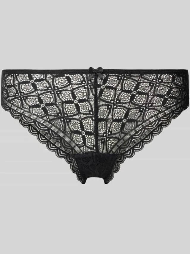 Jake*s Casual Slip met kant en strik Zwart