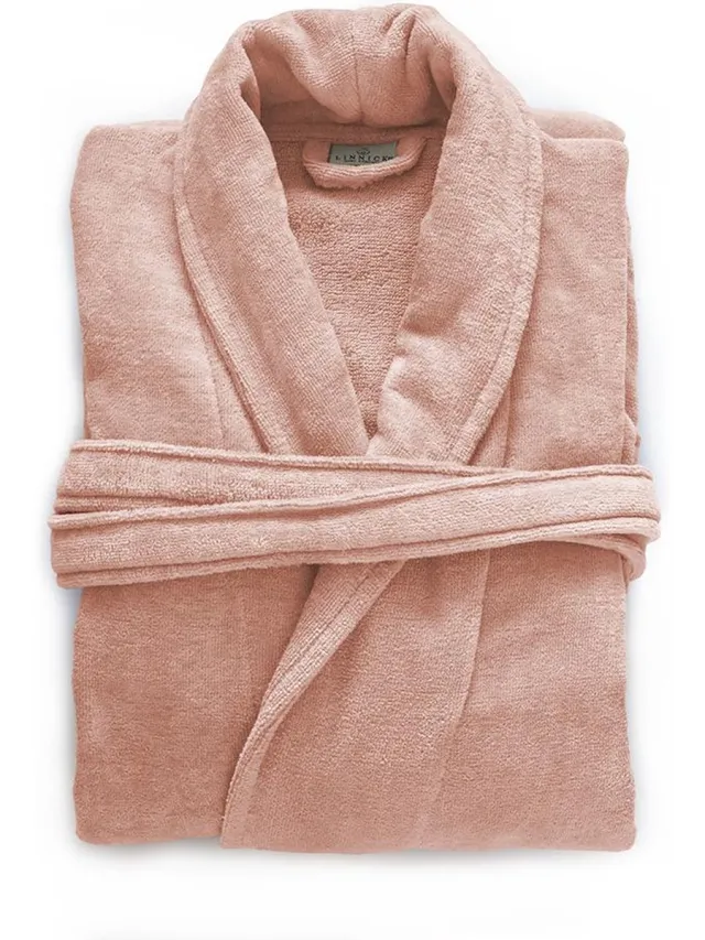 LINNICK Pure Badjas Velours - 100% Katoen - Light Pink - Badjas Dames - Badjas Heren Licht Roze
