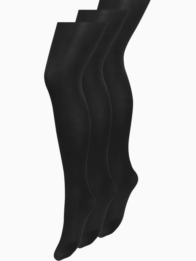 Next Dames - Set van 3 ondoorschijnende panty's van 80 denier - Zwart Black