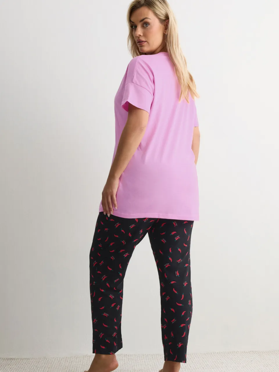 Yours Roze Hot Stuff Wijde Gestreepte Pyjama Set-44, foto 3