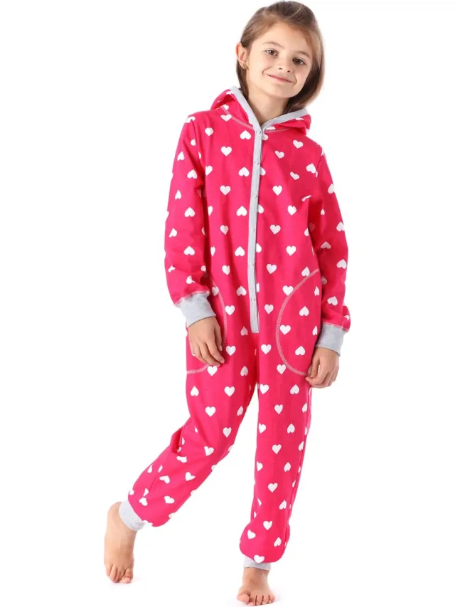 Merry Style Kinder Pyjama - ronde hals - lange mouwen - lange broek met zakken - Katoen - MS-MS10-223-PJ - Rosa Herzen - 122-128