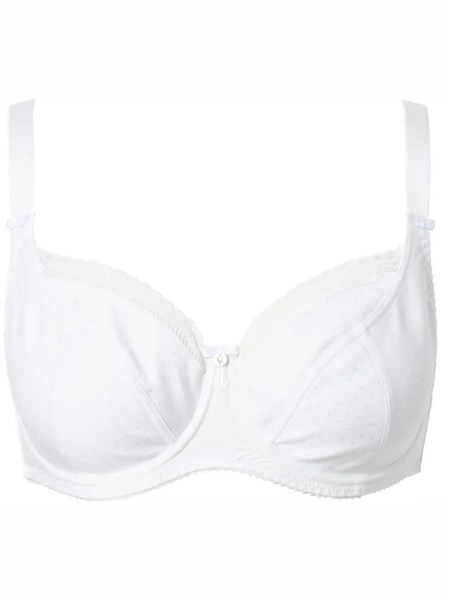 Ulla Popken Dames - Beugelbeha jacquard kanten rand - Off-white