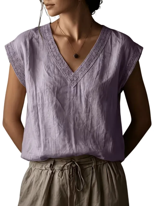 Currero Topje Dames - Top Kleding - Shirt - Blouse - Kort - Volwassen - Paars