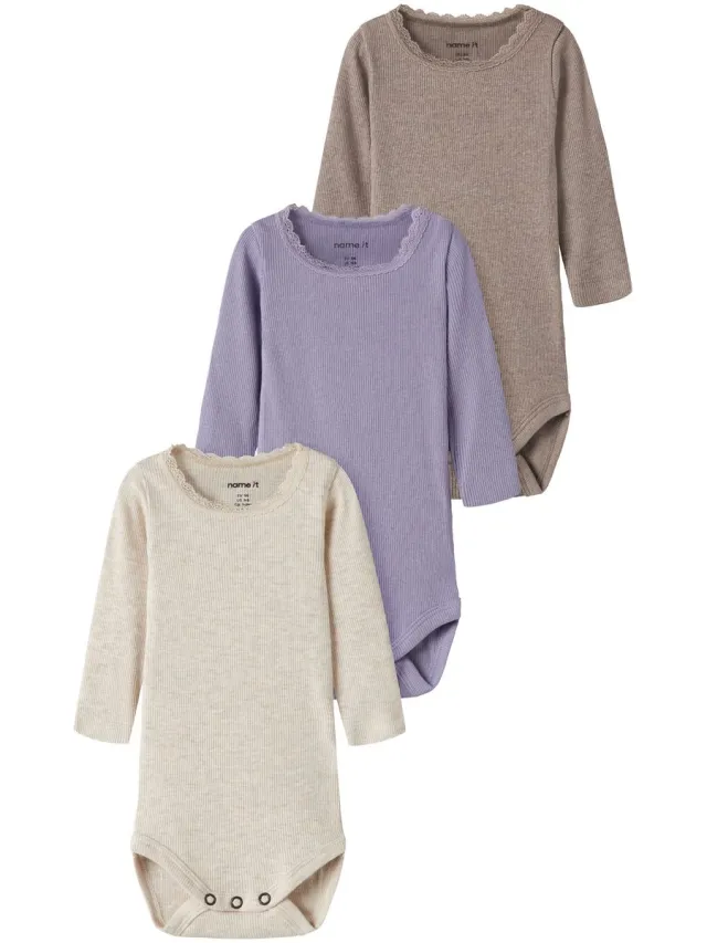 NAME IT Romper 3-pack Peyote Melange1