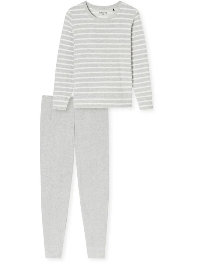 Schiesser Pyjama lang - Dames - Pyjamas zilvergrijs/ melange