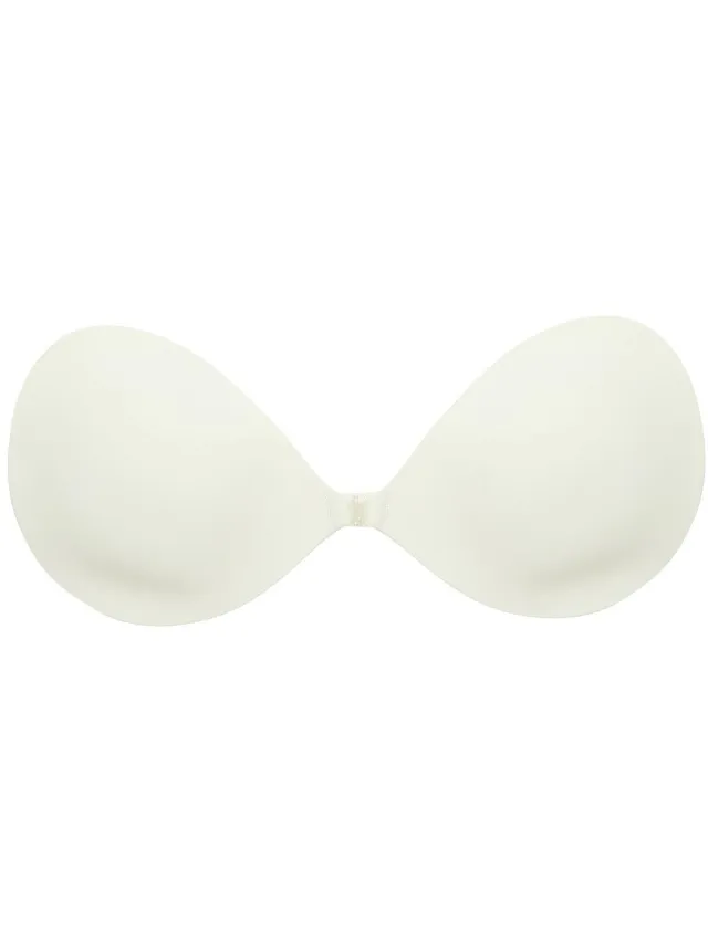 Bye Bra Onzichtbare BH, Plak-BH, Push-up BH, BH met Open Rug of Bandjes, Plak-BH, Herbruikbaar, Cupmaten: A-E (VK, Cup & Band, C, Wit)