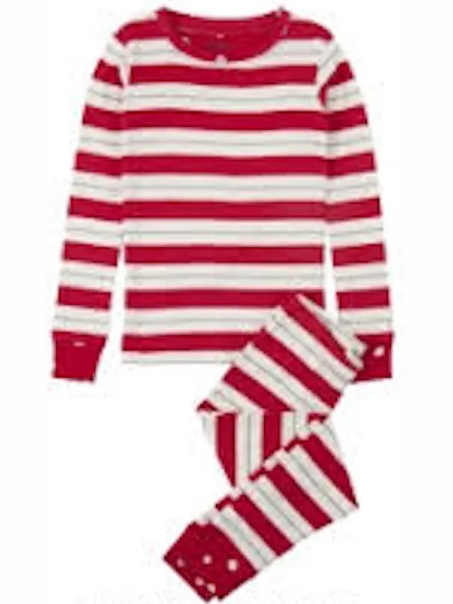 Hatley 2 delige pyjama rood/wit en zilver