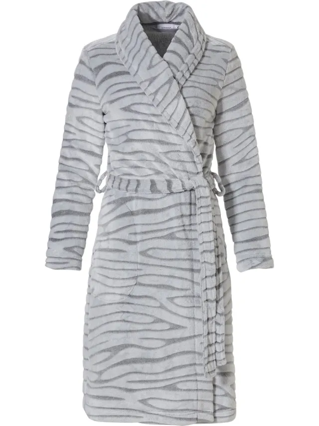Pastunette dames Badjas Zebra Grey - L - Grijs