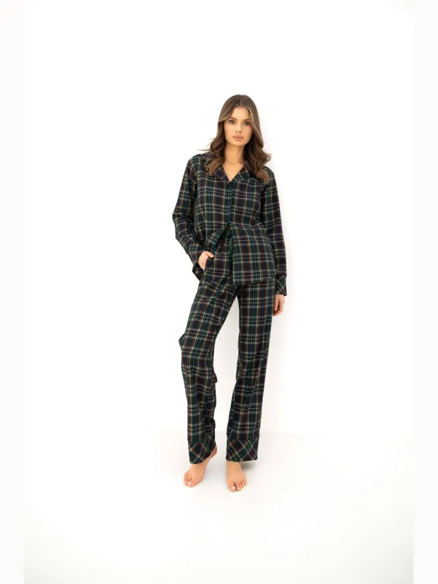 S& Sensis Sensis Flanellen Pyjama Skyler Dames 38 / Groen
