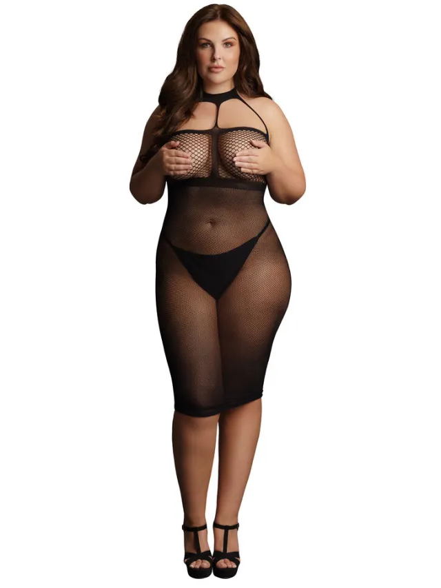 Le Désir by Shots Hoge Hals Jurk - Plus Size