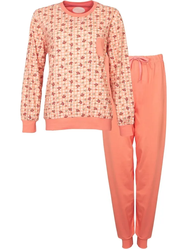 Tenderness Dames Pyjama - Katoen - Licht Oranje Roze