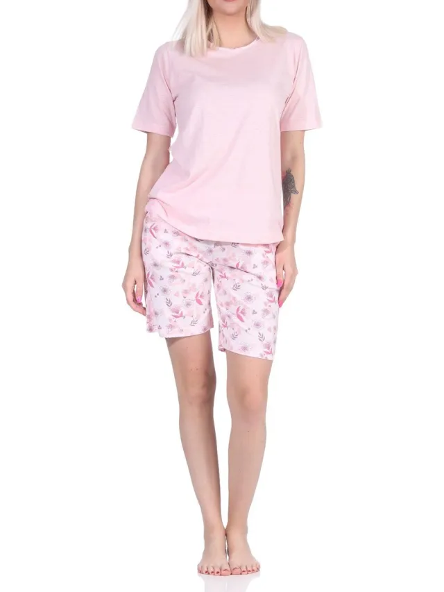 Normann Elegante dames shorty pyjama met korte mouwen - ook in overmaatse maten rosa