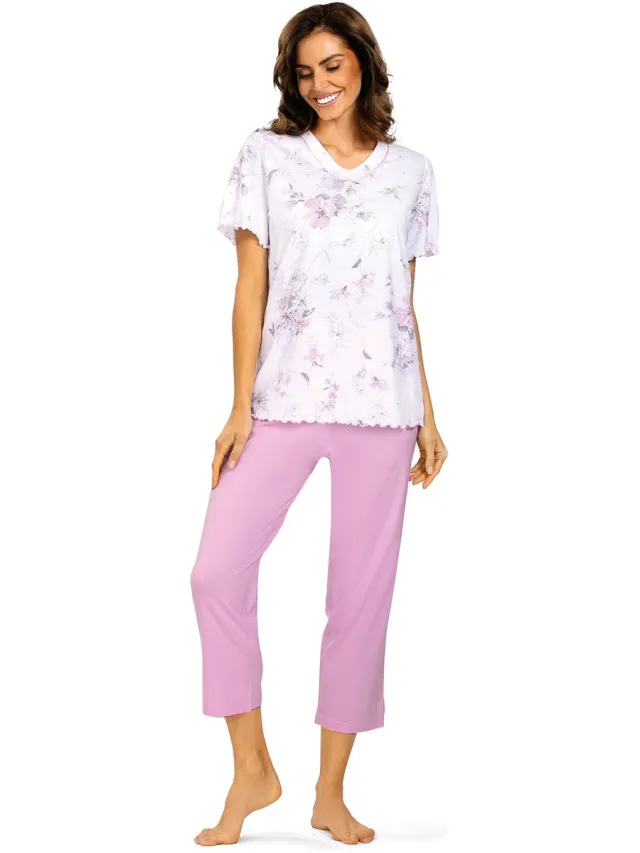 Comtessa Dames Pyjama 'Flower Rush' Wit