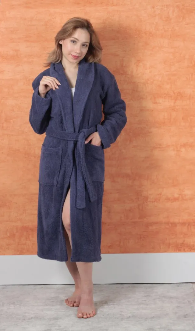 Betully ® - Unisex Kwaliteit Badjas - 100% Turkse Katoen Badjas - Blauw- Badjas dames en heren - XXL size - Katoen badstof - Ochtendjas -Sjaalkraag - Badjas dames - Badjas heren - Blauw