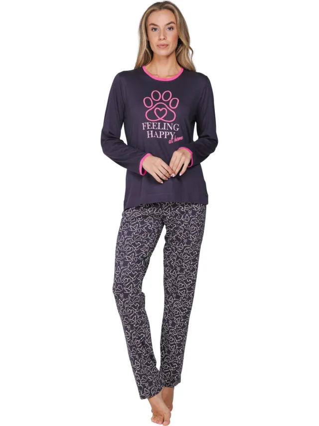 Rebelle Furry Friend pyjamaset donkergrijs Taupe