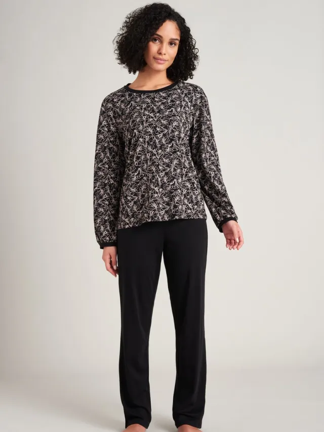 Schiesser Simplicity – Pyjama – 175544 – Black Print - 46 zwart