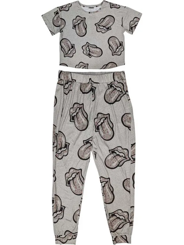 Rolling Stones The Rolling Stones - Heart Tongue Pyjama - S - Grijs