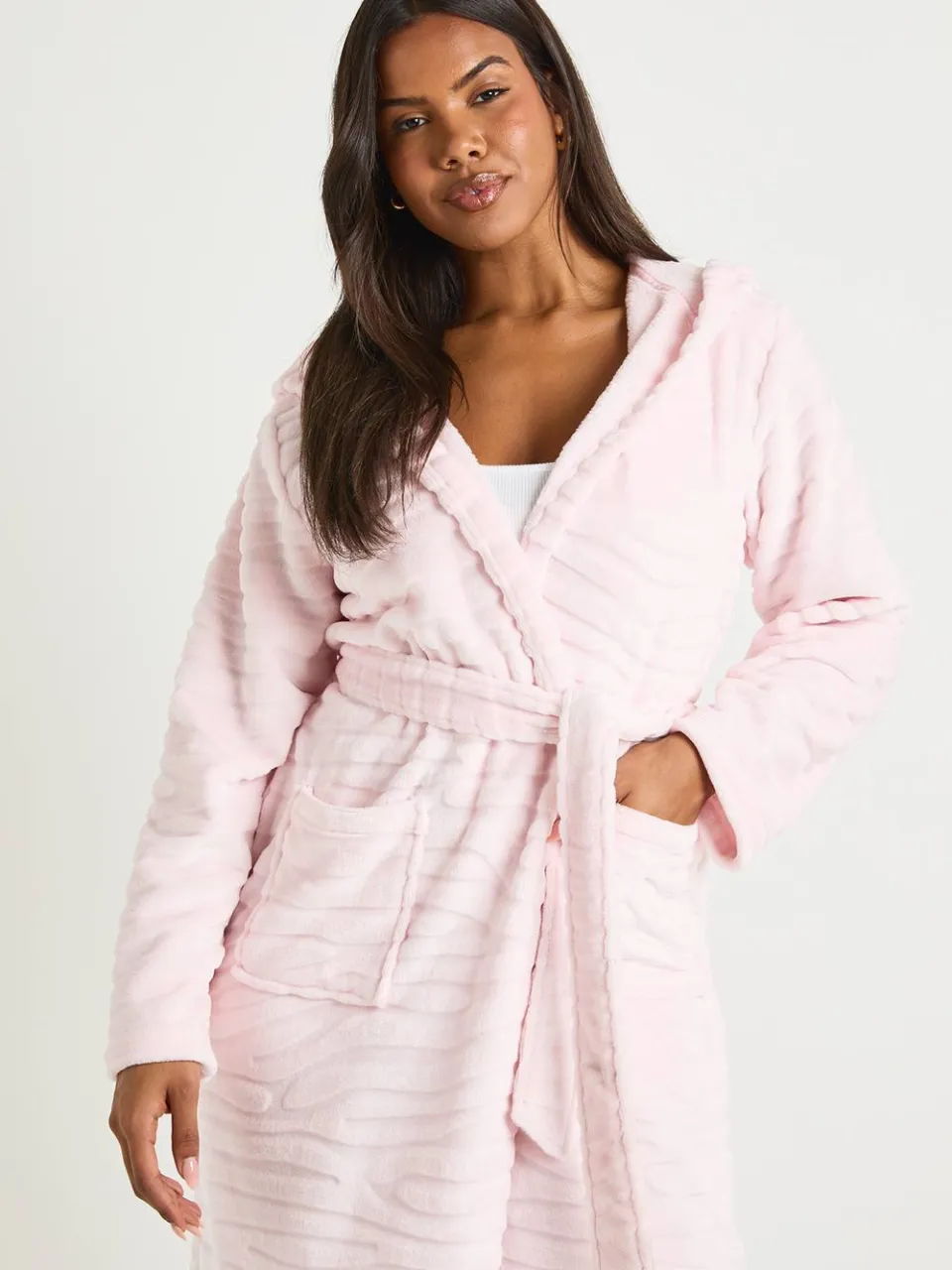 boohoo Dames Jacquard Dieren Lange Badjas lichtroze, foto 4