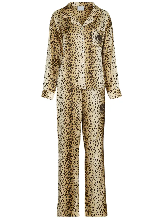 Juicy Couture Tamzin cheetah satijnen pyjamaset bruin