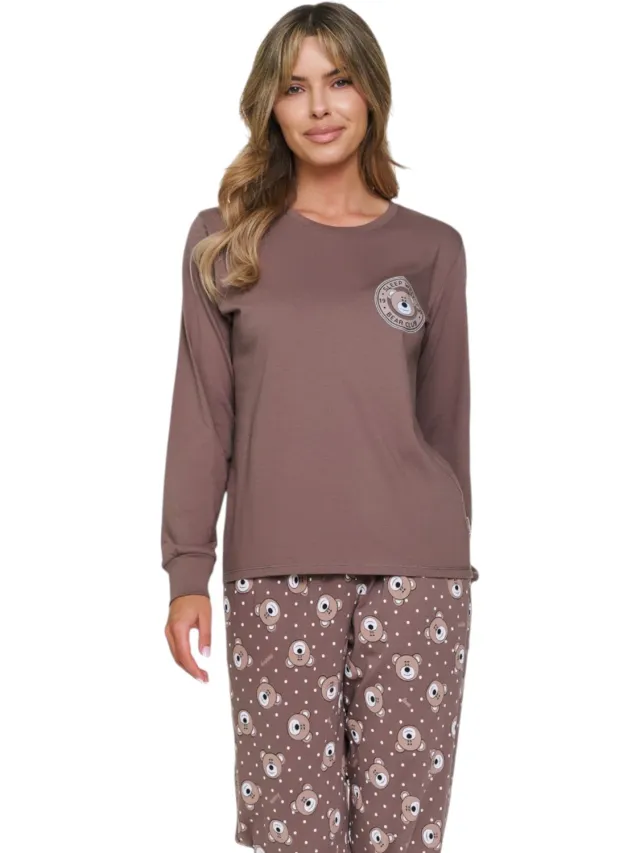Doctor Nap Katoenen Pyjama Dames Bear Club PM.7507 38 / Bruin