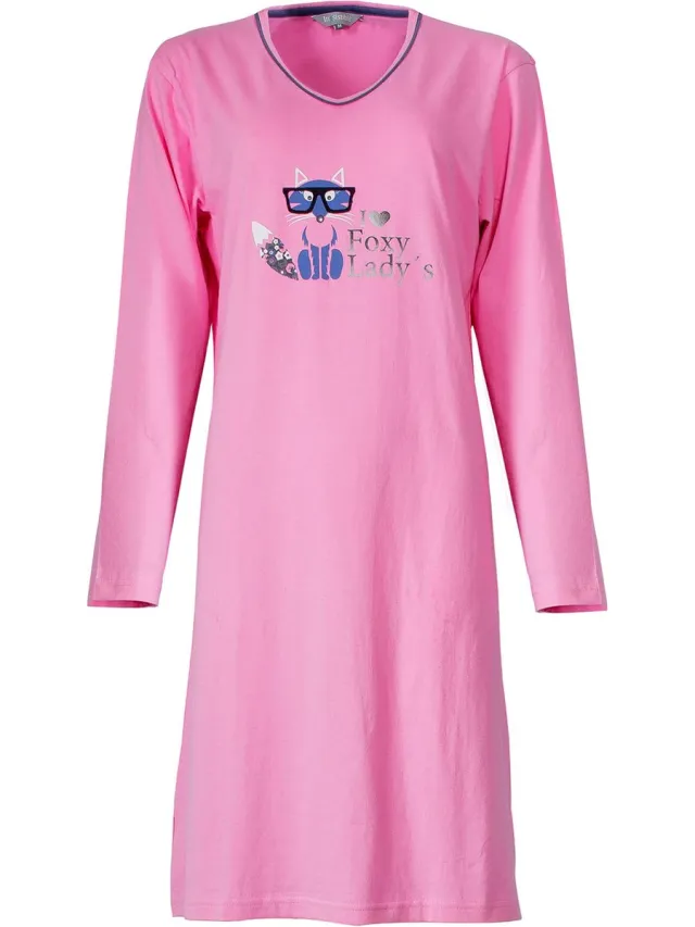 Irresistible Dames Nachthemd - V Hals - Lange Mouwen - Roze