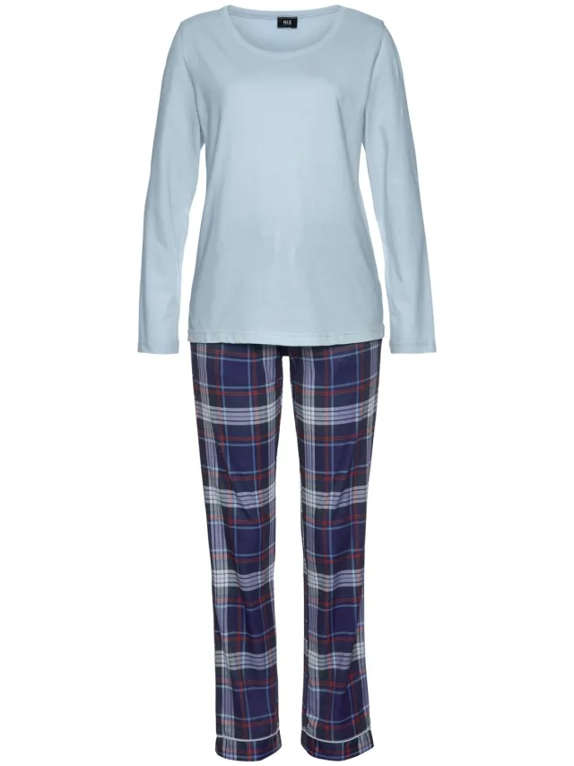 Pyjama lichtblauw/blauw geruit