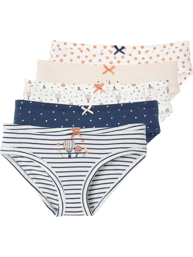 vertbaudet Set van 5 meisjesslipjes met fantasieprint Set ivoor