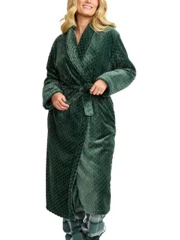 Damella Jaquard Fleece Dressing Gown * Actie * Rood,Groen