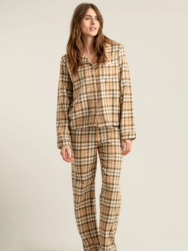 KOMODO dames vegan Pyjamaset Jim Jam Zand Lichtbruin