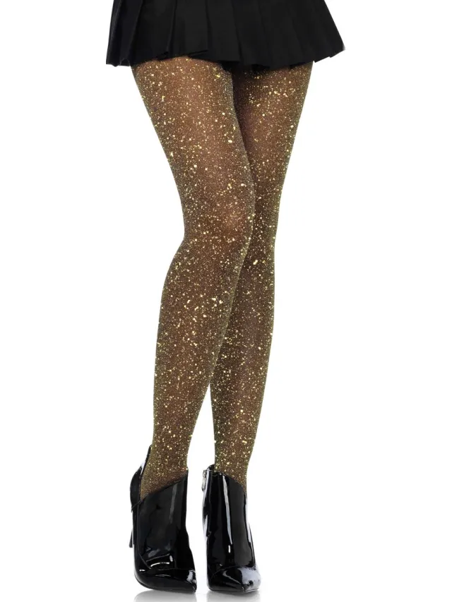 Leg Avenue Lurex sheer pantyhose ["Zwart"]