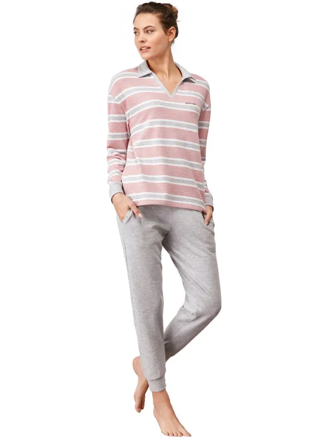 Catherine 's - Dames Pyjama Set, Lange Mouwen Roze