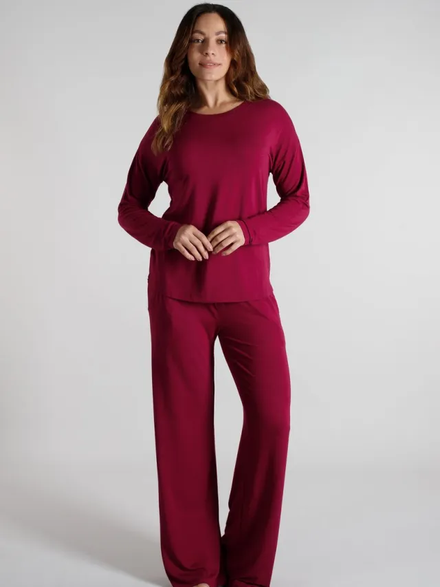 Tom Tailor Manoa Dames Pyjamaset - Viscose - Bordeaux