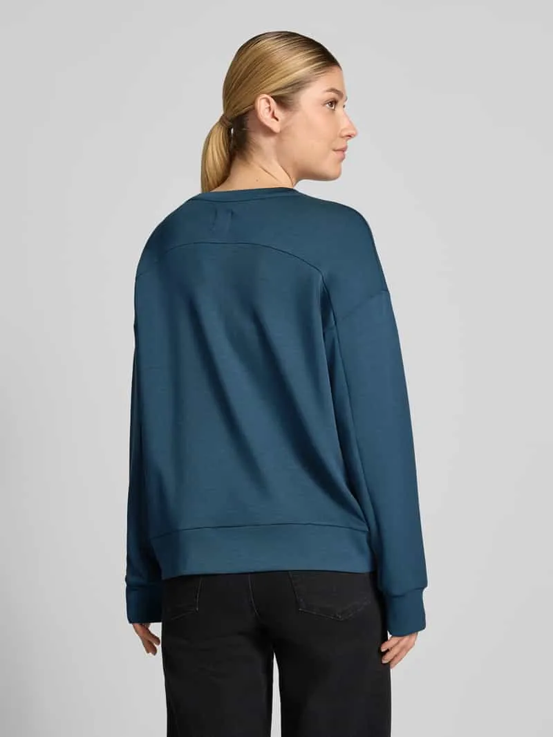 Schiesser Sweatshirt met ronde hals en labeldetail blauw, foto 3