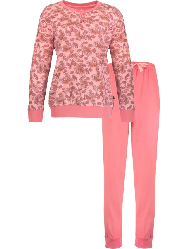 Medaillon Dames Pyjama Set - Paisley print - Katoen - Roze
