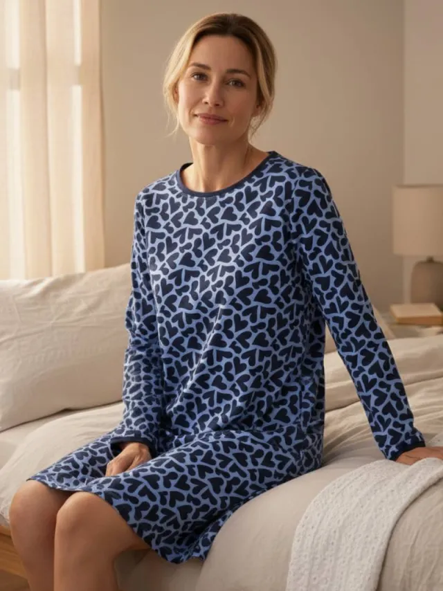 Ringella Katoenen dames nachthemd lichtblauw Ringella - Blauw - Maat - 54