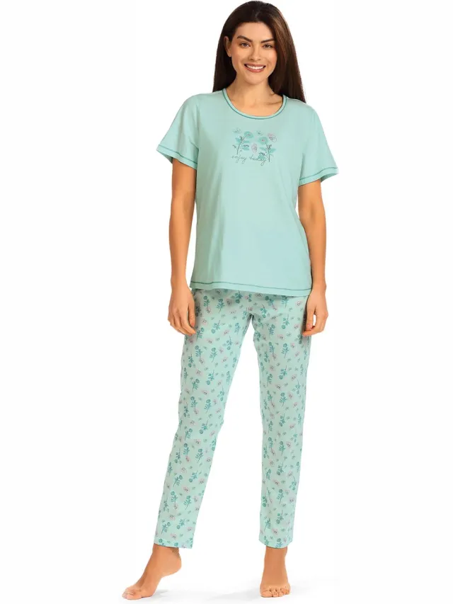 Comtessa Dames Pyjama 'Enjoy Today' Mint groen