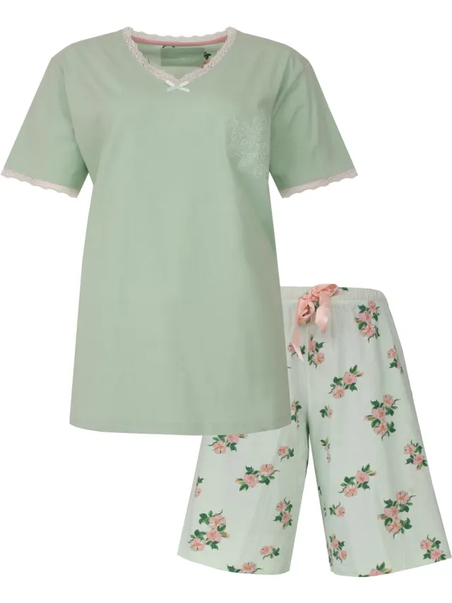 Tenderness Dames Shortama - Korte Mouwen - Groen