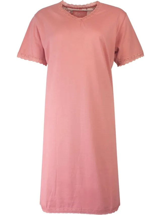 Tenderness Dames Nachthemd - 100% Katoen - Koraal Roze